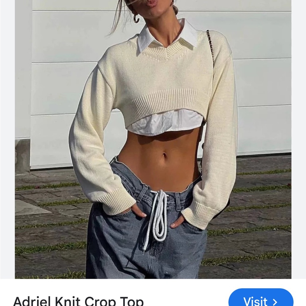 The Frankie Shop White Knit Crop Top Sweater M